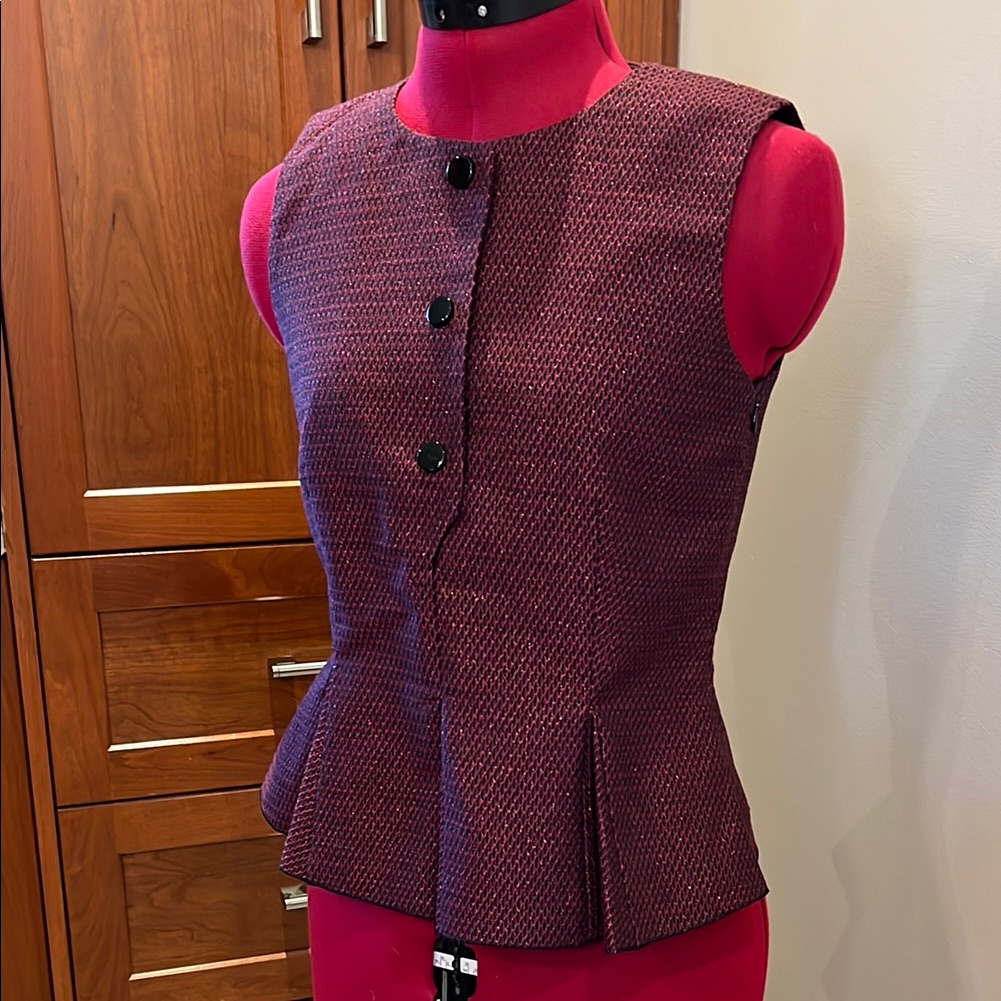 Nwot M Missoni Shimmering Rose & Black Textured Woven Peplum In Sz Xs / It 40